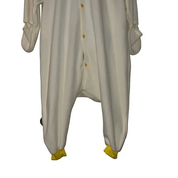 Fleece Chicken Rooster Unionsuit Costume Mens M Cream Halloween Hooded Oversized - Picture 5 of 10